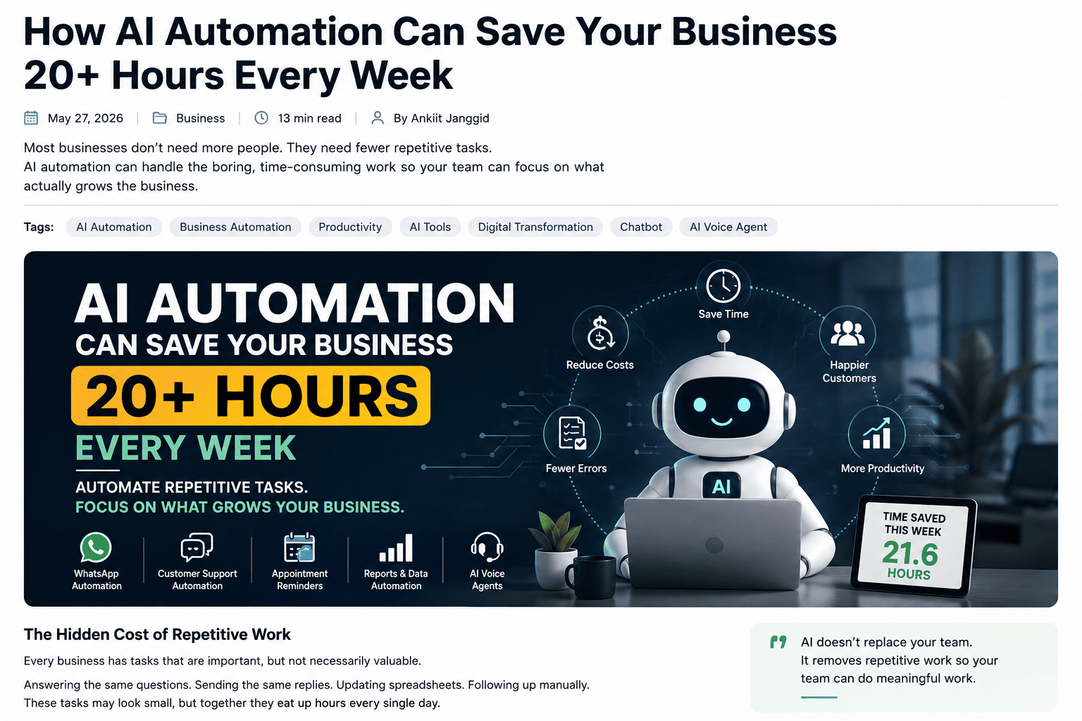 How AI Automation Can Save Your Business 20+ Hours Every Week