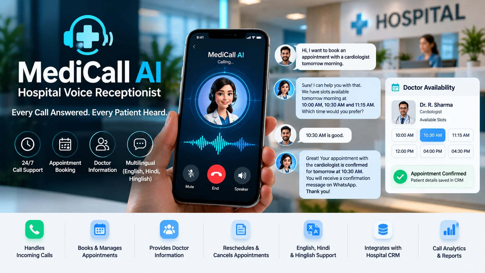 MediCall AI – Intelligent Hospital Voice Receptionist