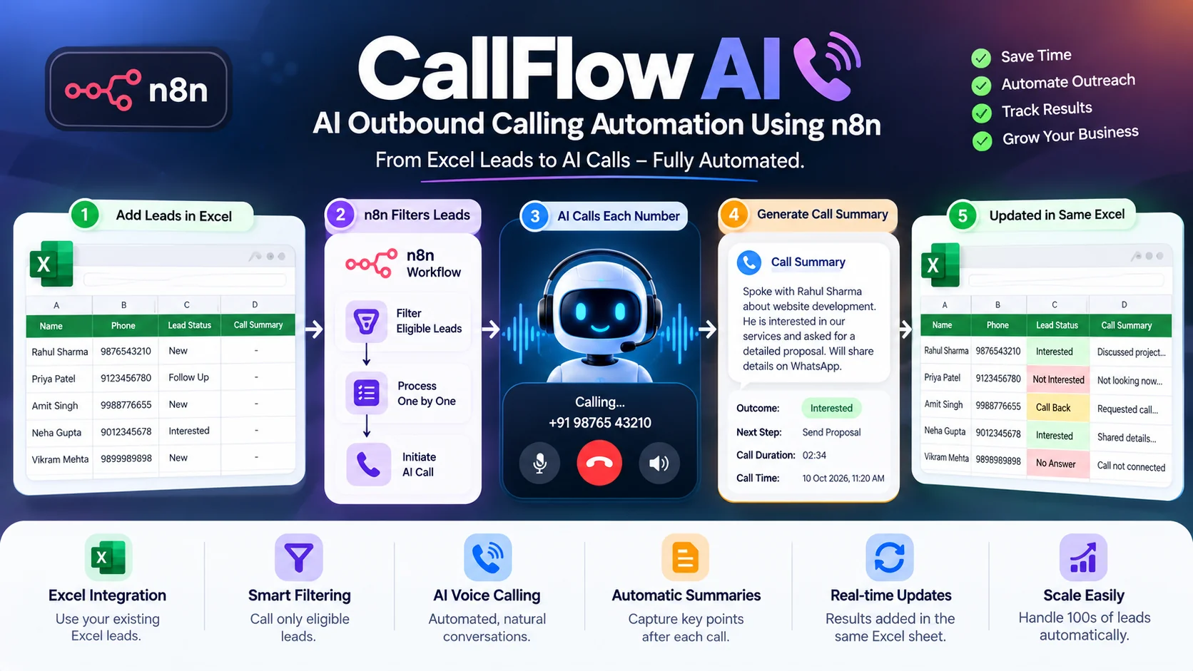 CallFlow AI – AI Outbound Calling Automation Using n8n